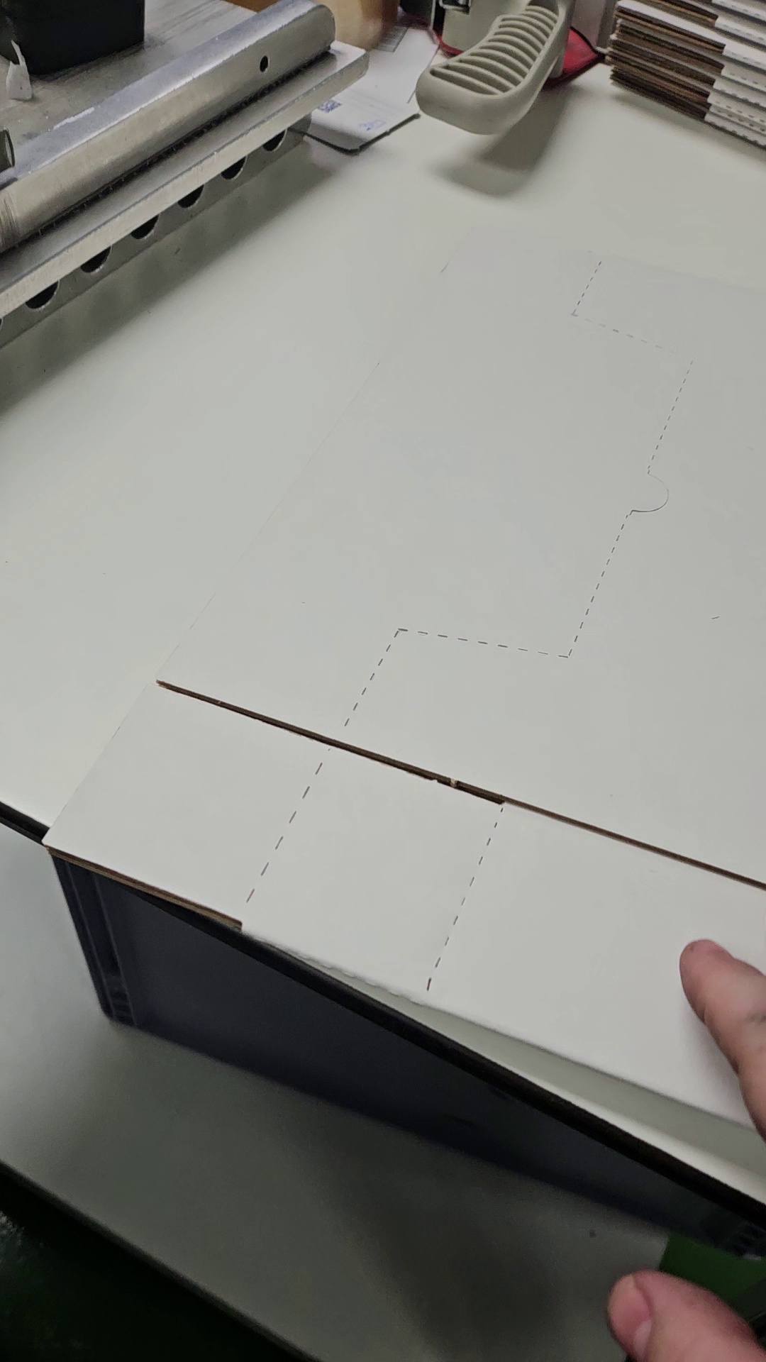 Original video frame showing the box and intermittent lines after the intervention