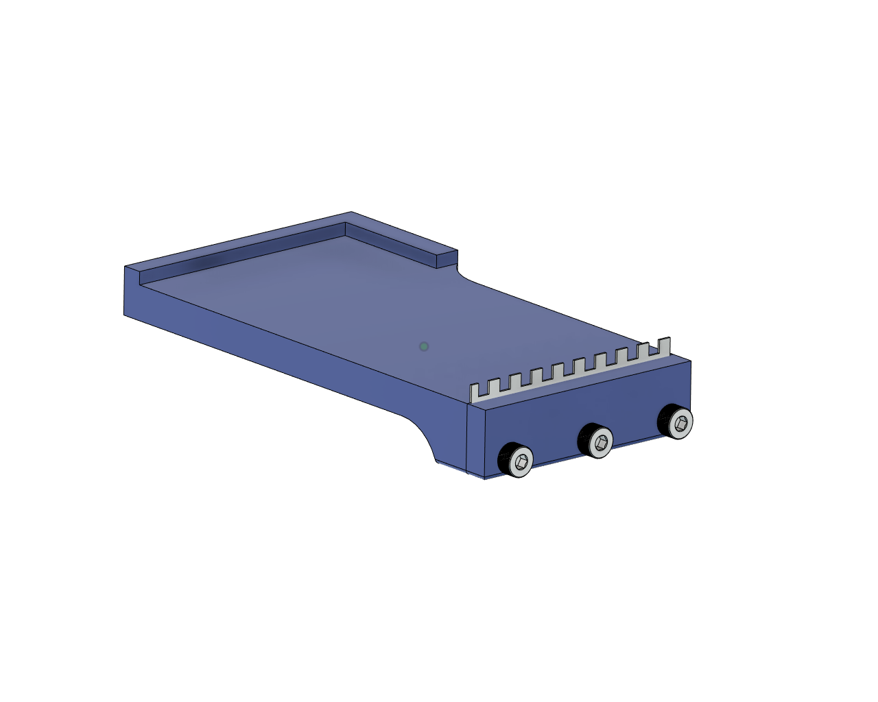Underside of the tool with alignment reference and perforating teeth